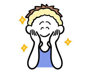 自分の顔に満足している男性