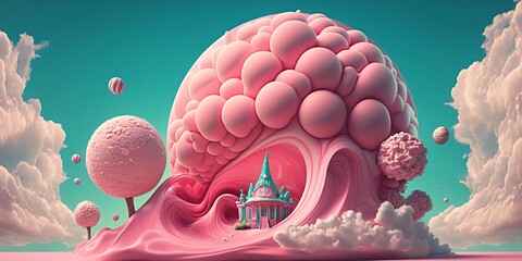 Pink bubblegum dream. Generative AI.