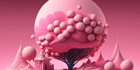 Pink bubblegum dream. Generative AI.