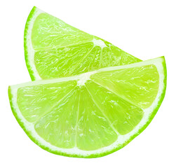 Obraz na płótnie Canvas Lime slice isolated on white background. Lime citrus fruit closeup