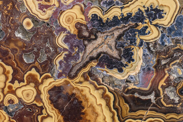 The fancy pattern of Sphalerite natural stone. Polished mineral with concentric streaks