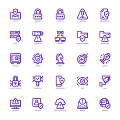 Internet Security icon pack for your website design, logo, app, and user interface. Internet Security icon basic line gradient design. Vector graphics illustration and editable stroke.