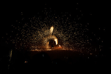 Fire show at a bedouin camp in the United Arab Emirates near Dubai
