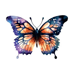 blue purple butterfly watercolor isolated on a white background