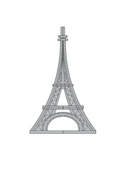 .Eiffel Tower Paris France separate elements in different styles separately on a white background. Architecture sketch line drawing. hand drawn