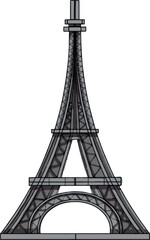 Obraz premium .Eiffel Tower Paris France separate elements in different styles separately on a white background. Architecture sketch line drawing. hand drawn