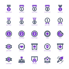 Award and Badge icon pack for your website design, logo, app, and user interface. Award and Badge icon mixed line and solid design. Vector graphics illustration and editable stroke.