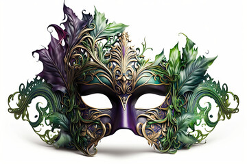 Colorful Glossy Mardi Gras Mask Illustration On White Background