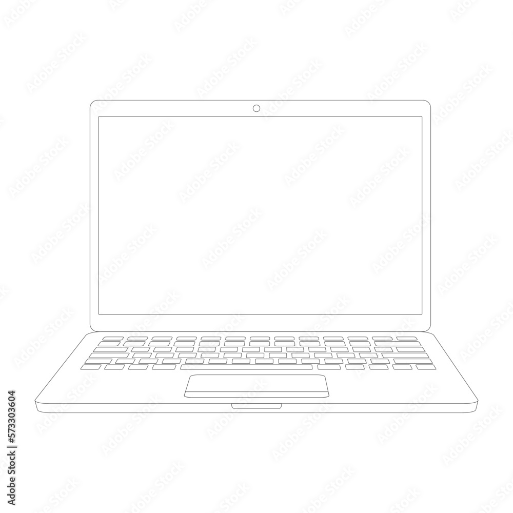 Poster laptop line contour icon. open computer linear gadget. vector illustration isolated on white.