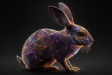 Abstract Rabbit Easter background template with Easter eggs - Greetings and presents for Easter Day - Copy Space - Generative AI