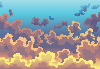 Fototapeta premium Evening sky clouds. Realistic background in soft pastel pink and blue colors. Morning landscape with gradient colorful heaven skies. Sunset