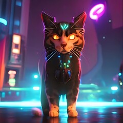 very beautiful highly detailed cyberpunk art illustration Cat Generative AI
