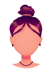 Face construction element, avatar creation, head template. cartoon head. Head part for face generator isolated on white background