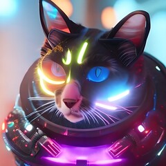 very beautiful highly detailed cyberpunk art illustration Cat Generative AI