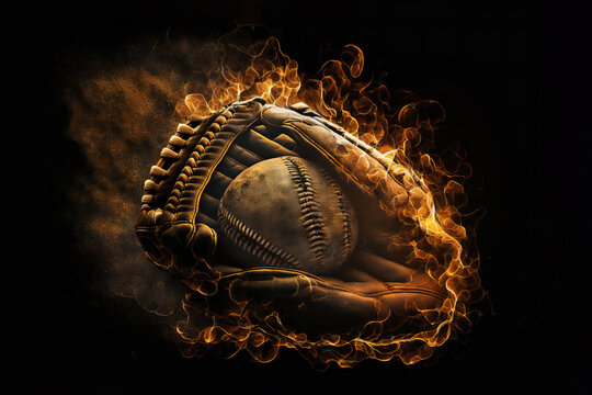 Baseball ball on fire, ai generated