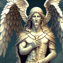 Obraz premium Archangel Zadkiel - Angel of Mercy and Compassion, Generative AI Illustration