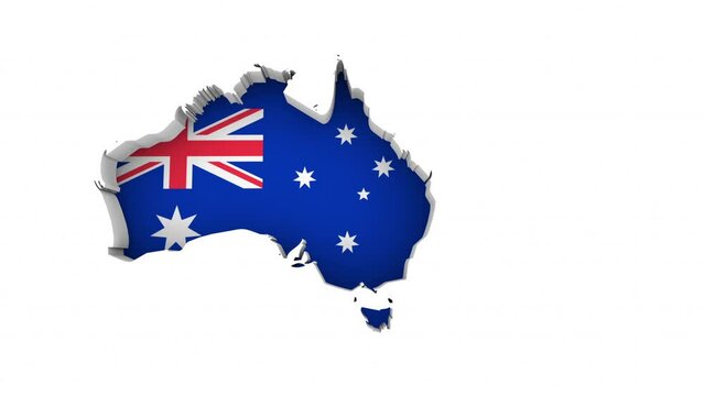 Australia Flag Map Country Background Down Under Nation 3d Animation
