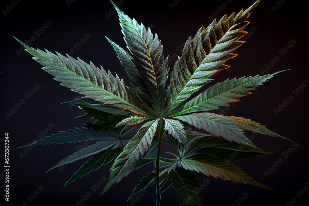 Aufkleber beautiful abstract illustrations cannabis leaf with lights on a bright bokeh background.