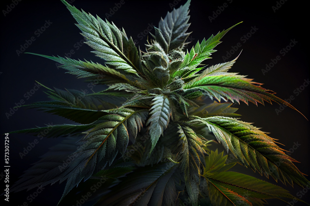 Aufkleber beautiful abstract illustrations cannabis leaf with lights on a bright bokeh background.