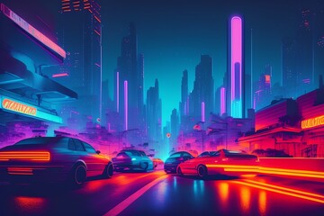 Lights of Night City, Generative AI Illustration
