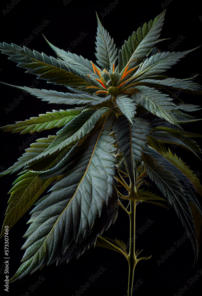 Aufkleber beautiful abstract illustrations cannabis leaf with lights on a bright bokeh background.