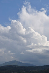Panorama with clouds in the sky and mountains