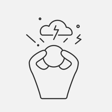 Stress man line icon. Hard work, depression, panic concept. Mental health. Vector illustration
