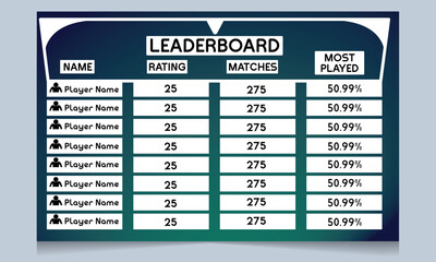 leaderboard design template. game leaderboard abstract