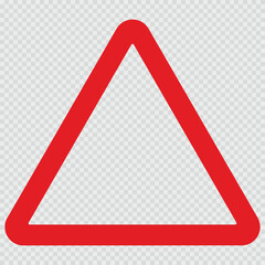 Traffic, road sign universal, template, red triangle shape, Vector illustration. Eps 10 vector file.Transparent background.