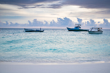 amazing sunset on the sea tropical beach
