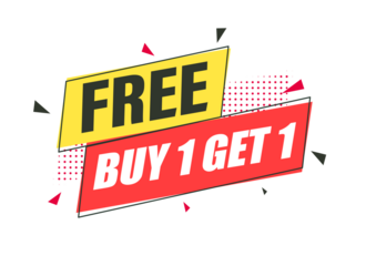 Buy 1 Get 1 Free, sale tag, banner design template, discount app icon.