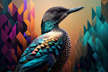 Beautiful abstract geometric mallard concept, contemporary colors and mood social background. - obrazy, fototapety, plakaty
