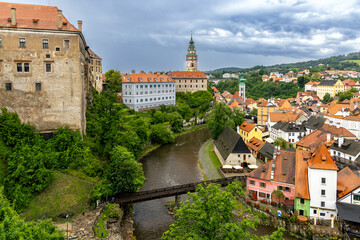 Fototapeta premium Historic town of Cesky Krumlov on the Vltava River, Bohemia, Czech Republic