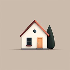 Minimalistic simple house icon. Generative AI.