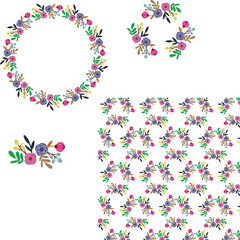 seamless pattern with flowers and leaves