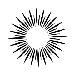 Sunburst Vector frame. Vintage sun rays isolated on white background. Vector illustration