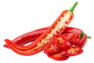Foto op Plexiglas Hete pepers red hot chili peppers isolated on white background, full depth of field
