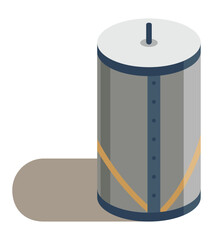 Isometric element of grain elevator, silos complex. Storage of grown harvest. Transrportation of agricultural products. Granary industrial building. Vector stylized icon