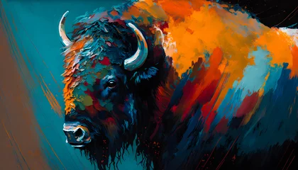 Foto op Plexiglas portrait of a bizon © logolord