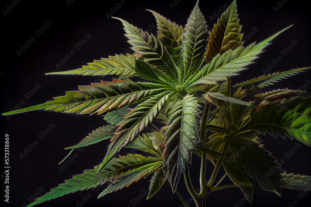 Aufkleber beautiful abstract illustrations cannabis leaf with lights on a bright bokeh background