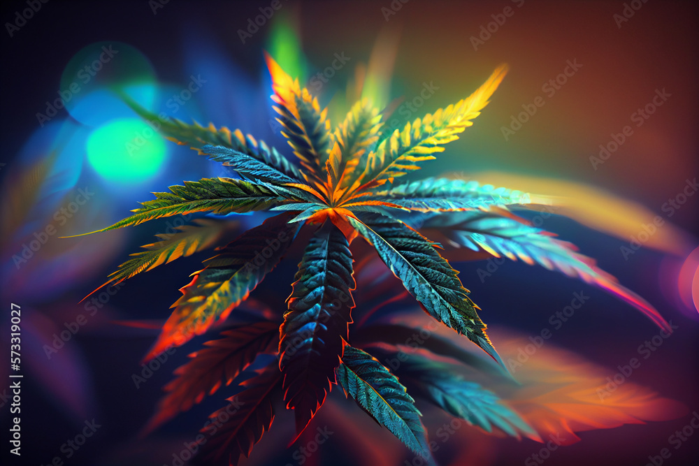 Aufkleber beautiful abstract illustrations cannabis leaf with lights on a bright bokeh background