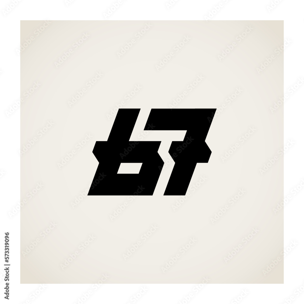 Aufkleber b7 - logo, design element or icon. 7b. dynamic logotype with letter b and number 7.