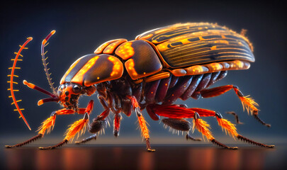 The intricate details of a beetle's exoskeleton, with each segment visible