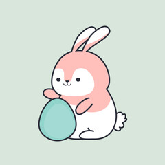 Cute Easter bunny with easter egg. Children illustration.