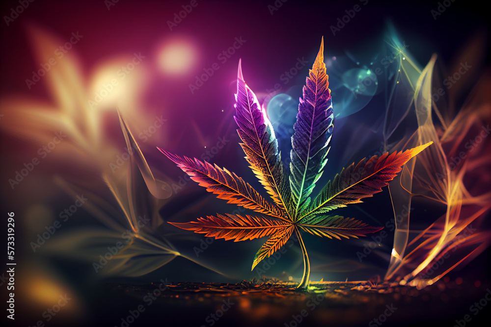 Aufkleber beautiful abstract illustrations cannabis leaf with lights on a bright bokeh background