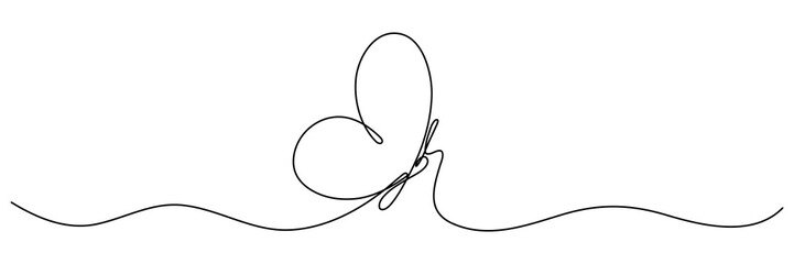 Butterfly continuous line art drawing. Vector illustration isolated on white.	
