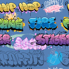 Seamless pattern graffiti street art tag. Urban culture. Creative art design poster backgrounds. Vector illustration. 