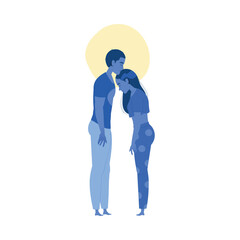 Sleeplessness with Standing Man and Woman Suffer from Insomnia and Sleep Disorder Vector Illustration