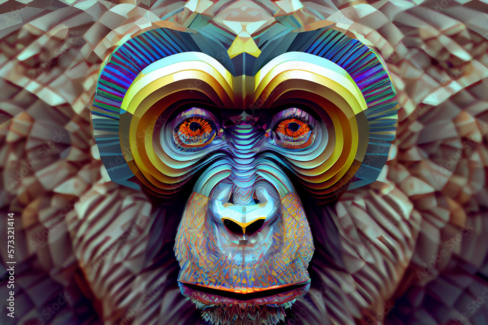Poster Beautiful abstract monkey background. Generative AI technology.
