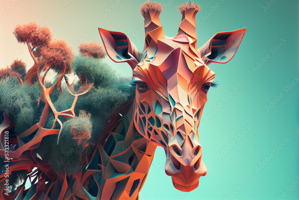 Poster beautiful abstract giraffe background. generative ai technology.